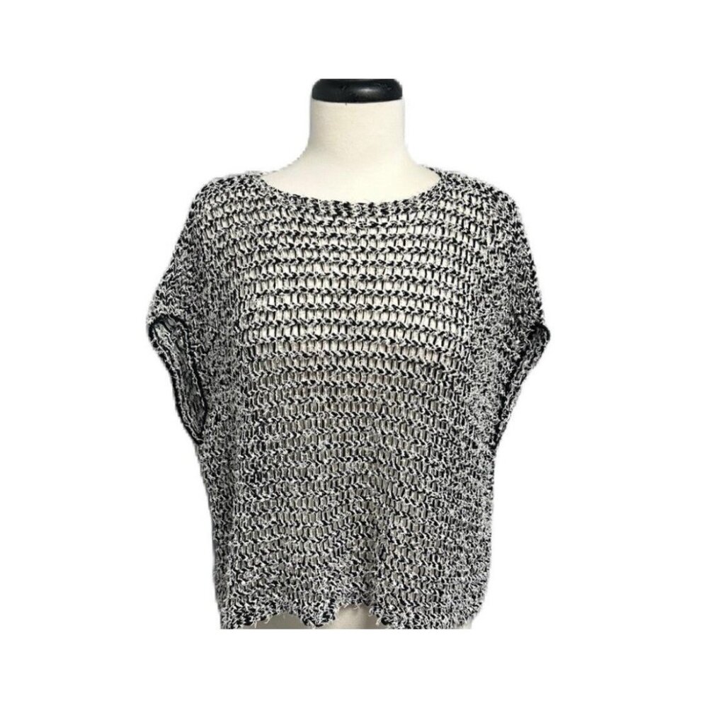 Eileen Fisher Open Knit Sweater Womens S Boxy Oversized Sleeveless Cotton Blend